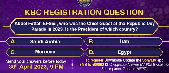 kbc today question 29 april 2023